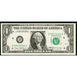 $1 1969-C. Green seal. Small Size $1 Federal Reserve Notes 1906-D