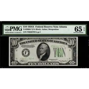 $10 1934-A.  Small Size $10 Federal Reserve Notes 2006-F