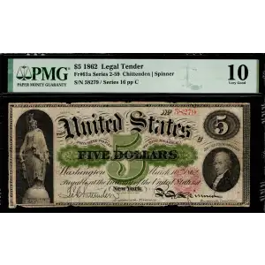 $5 Series 2-59 at upper left Type 1 Legal Tender Issues 61a