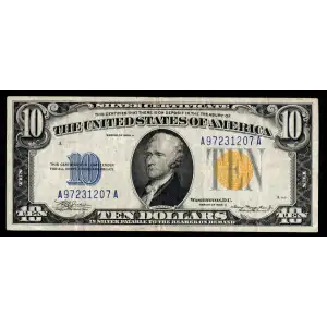 $10 1934-A yellow seal Emergency Notes Issued During WW2 2309 (2)