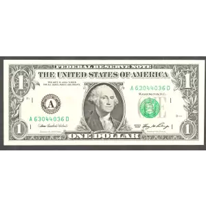 $1 2006 Green seal. Small Size $1 Federal Reserve Notes 1933-A