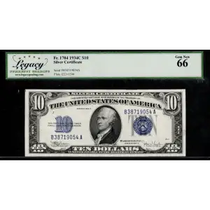 $10 1934-C blue seal. Small Silver Certificates 1704