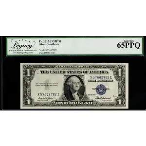 $1 1935-F blue seal. Small Silver Certificates 1615