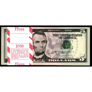 $5 2013  Small Size $5 Federal Reserve Notes 1996-F*