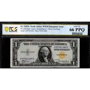$1 1935-A yellow seal Emergency Notes Issued During WW2 2306
