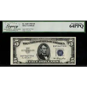 $5 1953 blue seal. Small Silver Certificates 1655