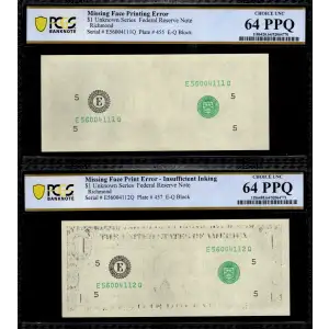 $1 1963 Green seal. Small Size $1 Federal Reserve Notes 1900-E