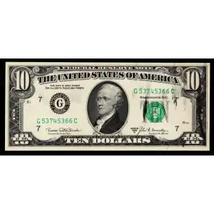 $10 1969-B. Treasury seal. Small Size $10 Federal Reserve Notes 2020-G