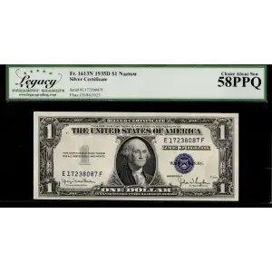 $1 1935-D blue seal. Small Silver Certificates 1613N