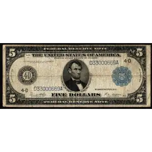 $5 1914 Blue Seal Federal Reserve Notes 859A (2)