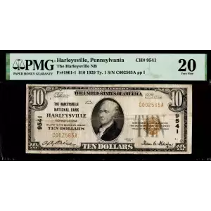 $10 1929 small brown seal. Small National Bank Notes 1801-1