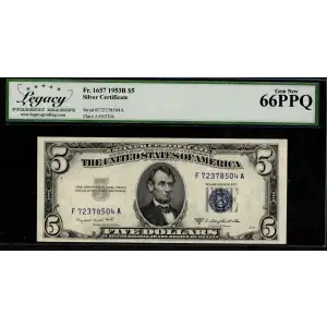 $5 1953-B blue seal. Small Silver Certificates 1657