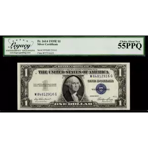 $1 1935-E blue seal. Small Silver Certificates 1614