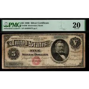 $5 1886 Small Red, plain Silver Certificates 260