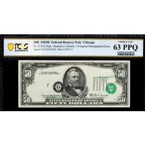 $50 1969-B. blue-Green seal. Small Size $50 Federal Reserve Notes 2116-G