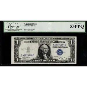 $1 1935-A blue seal. Small Silver Certificates 1608