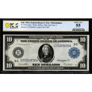 $10 1914 Blue Seal Federal Reserve Notes 915A