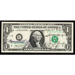 $1 1974 Green seal. Small Size $1 Federal Reserve Notes 1908-E
