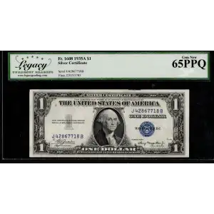 $1 1935-A blue seal. Small Silver Certificates 1608