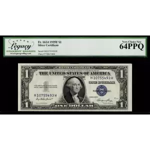 $1 1935-E blue seal. Small Silver Certificates 1614