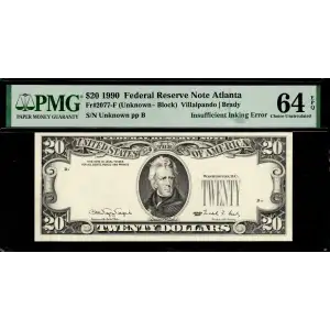 $20 1990 blue-Green seal. Small Size $20 Federal Reserve Notes 2077-F (2)
