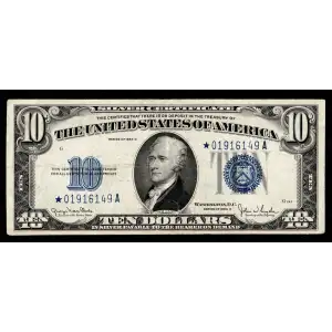 $10 1934-D blue seal. Small Silver Certificates 1705*