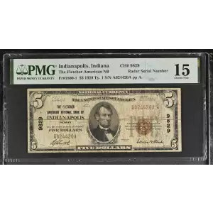 $5 1929 Small brown seal Small National Bank Notes 1800-1